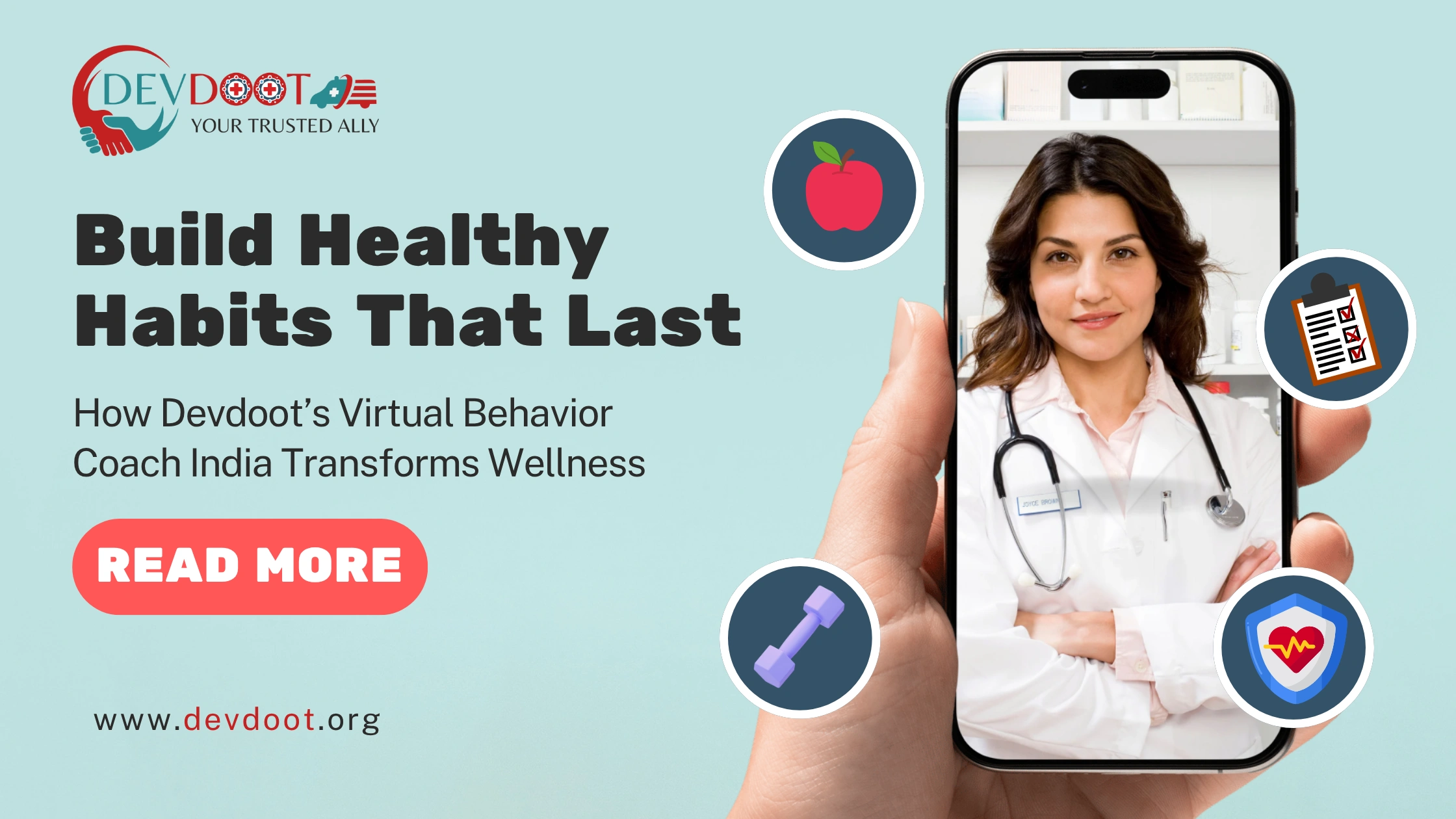 Devdoot virtual behavior coach app interface with daily check-ins